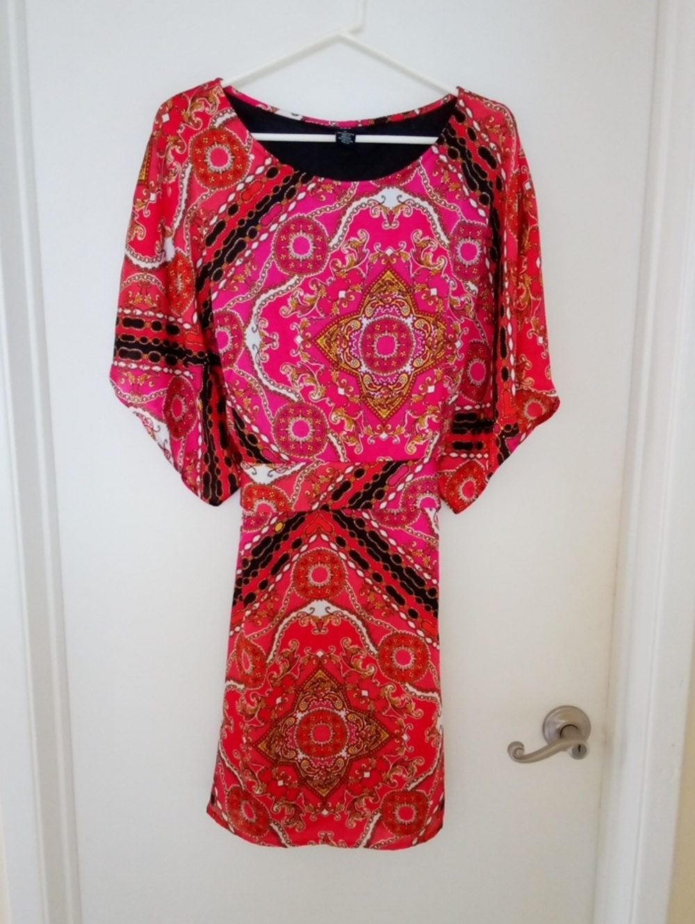 J.B.S. Pink and Red Paisley Print Short Dress